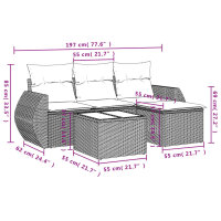 vidaXL 5-tlg. Garten-Sofagarnitur mit Kissen Schwarz Poly Rattan