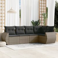 vidaXL 5-tlg. Garten-Sofagarnitur mit Kissen Grau Poly...