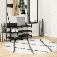 vidaXL Teppich Shaggy Hochflor Modern Creme und Schwarz &Oslash; 160 cm