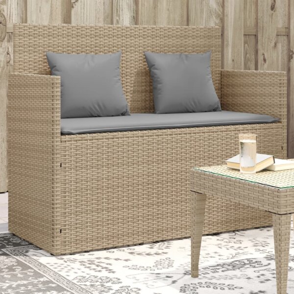 vidaXL Gartenbank mit Kissen Beige Poly Rattan