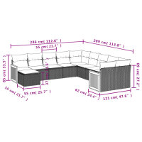 vidaXL 11-tlg. Garten-Sofagarnitur mit Kissen Grau Poly Rattan