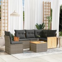 vidaXL 6-tlg. Garten-Sofagarnitur mit Kissen Grau Poly...