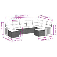 vidaXL 9-tlg. Garten-Sofagarnitur mit Kissen Beige Poly Rattan