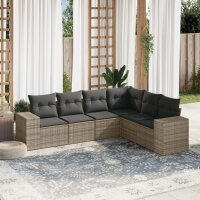 vidaXL 6-tlg. Garten-Sofagarnitur mit Kissen Grau Poly...