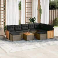 vidaXL 10-tlg. Garten-Sofagarnitur mit Kissen Grau Poly...