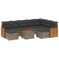 vidaXL 10-tlg. Garten-Sofagarnitur mit Kissen Grau Poly...