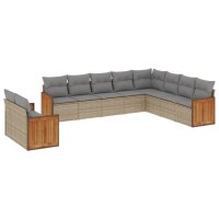 vidaXL 10-tlg. Garten-Sofagarnitur mit Kissen Beige Poly...