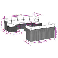 vidaXL 11-tlg. Garten-Sofagarnitur mit Kissen Schwarz Poly Rattan