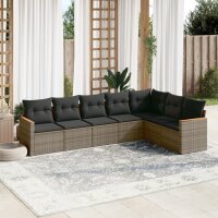 vidaXL 7-tlg. Garten-Sofagarnitur mit Kissen Grau Poly...