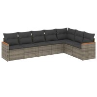 vidaXL 7-tlg. Garten-Sofagarnitur mit Kissen Grau Poly...