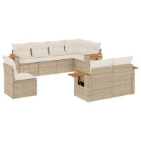 vidaXL 8-tlg. Garten-Sofagarnitur mit Kissen Beige Poly Rattan