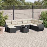 vidaXL 9-tlg. Garten-Sofagarnitur mit Kissen Schwarz Poly...