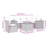 vidaXL 6-tlg. Garten-Sofagarnitur mit Kissen Schwarz Poly Rattan