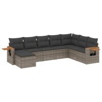 vidaXL 8-tlg. Garten-Sofagarnitur mit Kissen Grau Poly Rattan