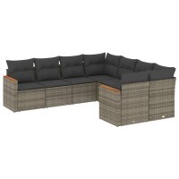 vidaXL 8-tlg. Garten-Sofagarnitur mit Kissen Grau Poly Rattan