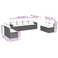 vidaXL 8-tlg. Garten-Sofagarnitur mit Kissen Grau Poly Rattan