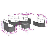 vidaXL 9-tlg. Garten-Sofagarnitur mit Kissen Schwarz Poly Rattan