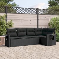 vidaXL 5-tlg. Garten-Sofagarnitur mit Kissen Schwarz Poly...