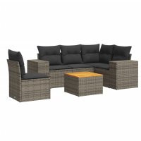 vidaXL 6-tlg. Garten-Sofagarnitur mit Kissen Grau Poly...