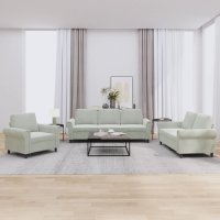 vidaXL 3-tlg. Sofagarnitur mit Kissen Hellgrau Samt