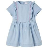 Kinderkleid mit Rüschen Hellblau 140
