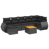 vidaXL 8-tlg. Garten-Sofagarnitur mit Kissen Schwarz Poly...