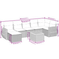 vidaXL 8-tlg. Garten-Sofagarnitur mit Kissen Schwarz Poly Rattan