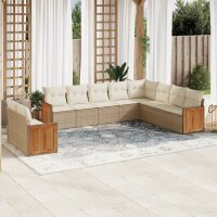 vidaXL 10-tlg. Garten-Sofagarnitur mit Kissen Beige Poly...