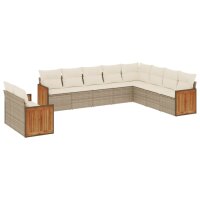 vidaXL 10-tlg. Garten-Sofagarnitur mit Kissen Beige Poly...