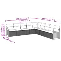 vidaXL 9-tlg. Garten-Sofagarnitur mit Kissen Grau Poly Rattan