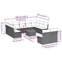 vidaXL 12-tlg. Garten-Sofagarnitur mit Kissen Grau Poly Rattan