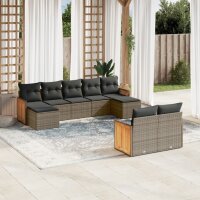 vidaXL 9-tlg. Garten-Sofagarnitur mit Kissen Grau Poly...