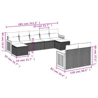 vidaXL 9-tlg. Garten-Sofagarnitur mit Kissen Grau Poly Rattan