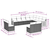 vidaXL 12-tlg. Garten-Sofagarnitur mit Kissen Beige Poly Rattan