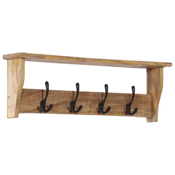 vidaXL Wandgarderobe mit 4 Haken Massivholz Mango