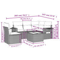 vidaXL 6-tlg. Garten-Sofagarnitur mit Kissen Schwarz Poly Rattan