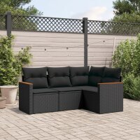 vidaXL 4-tlg. Garten-Sofagarnitur mit Kissen Schwarz Poly...