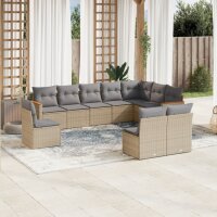 vidaXL 10-tlg. Garten-Sofagarnitur mit Kissen Beige Poly...