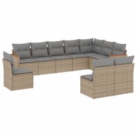 vidaXL 10-tlg. Garten-Sofagarnitur mit Kissen Beige Poly...