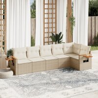 vidaXL 6-tlg. Garten-Sofagarnitur mit Kissen Beige Poly...