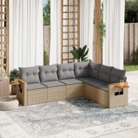 vidaXL 6-tlg. Garten-Sofagarnitur mit Kissen Beige Poly...