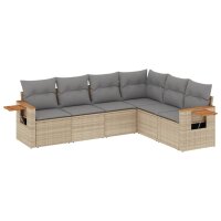 vidaXL 6-tlg. Garten-Sofagarnitur mit Kissen Beige Poly...