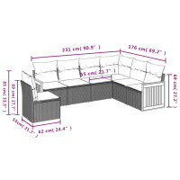 vidaXL 6-tlg. Garten-Sofagarnitur mit Kissen Grau Poly Rattan