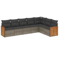 vidaXL 7-tlg. Garten-Sofagarnitur mit Kissen Grau Poly...