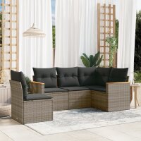 vidaXL 5-tlg. Garten-Sofagarnitur mit Kissen Grau Poly...