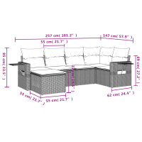 vidaXL 6-tlg. Garten-Sofagarnitur mit Kissen Schwarz Poly Rattan