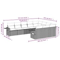 vidaXL 10-tlg. Garten-Sofagarnitur mit Kissen Grau Poly Rattan