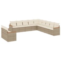 vidaXL 11-tlg. Garten-Sofagarnitur mit Kissen Beige Poly...