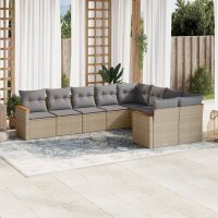 vidaXL 9-tlg. Garten-Sofagarnitur mit Kissen Beige Poly...