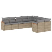 vidaXL 9-tlg. Garten-Sofagarnitur mit Kissen Beige Poly...